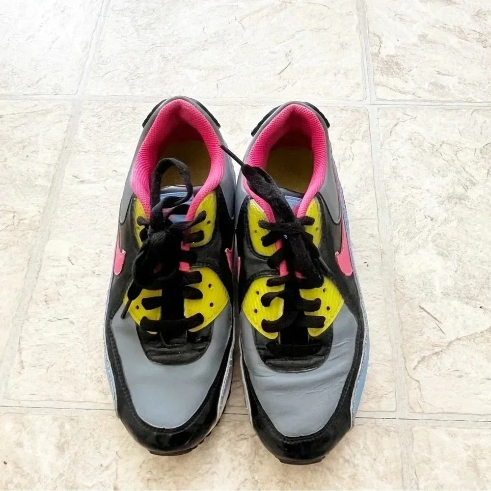 Nike Air Max 90 Flint Grey Flamingo GS Sneakers Leather Shoes Youth 6/ Women 8